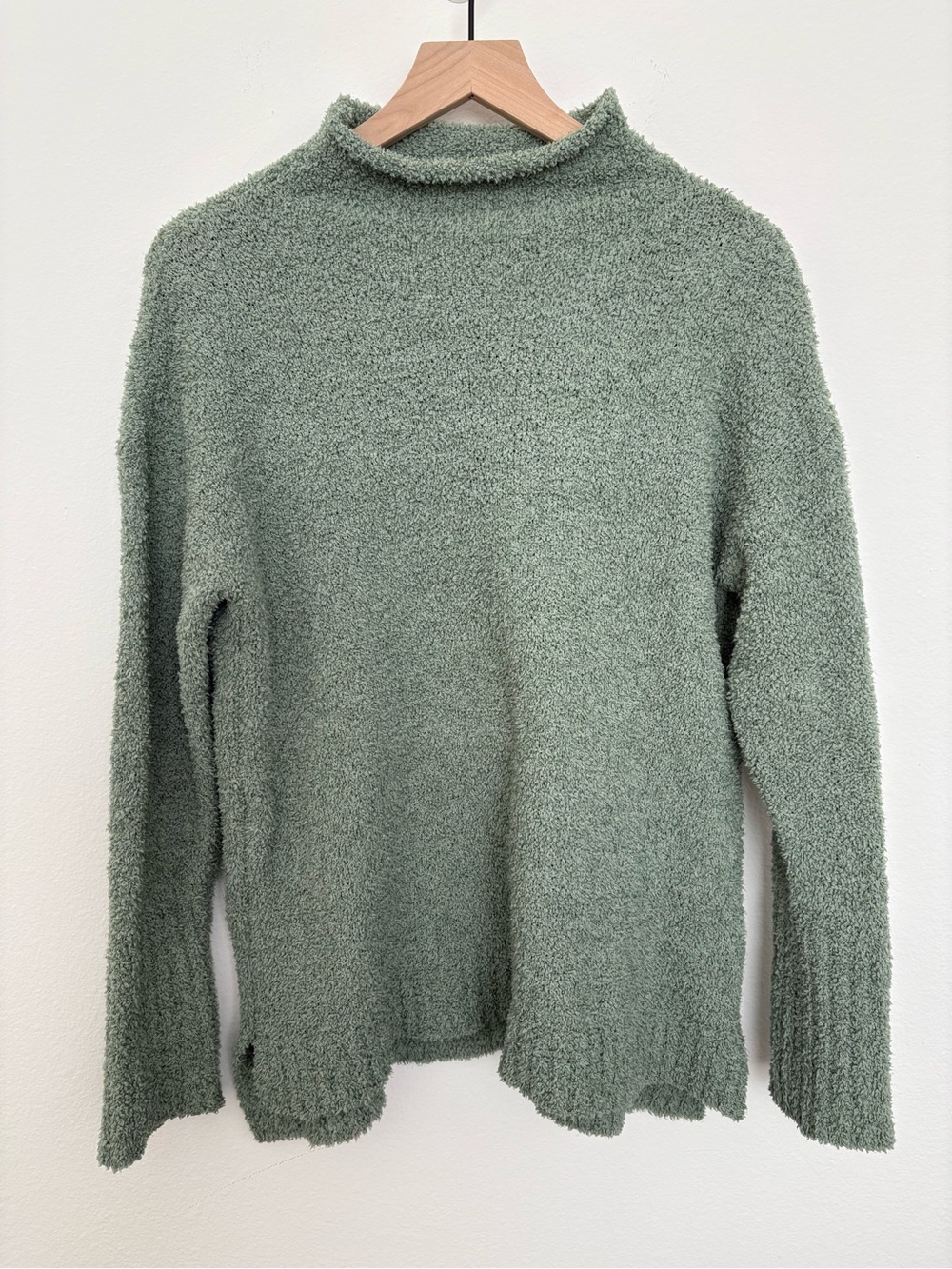 Cozy Mock Neck Bouclé Sweater - Sage Green
